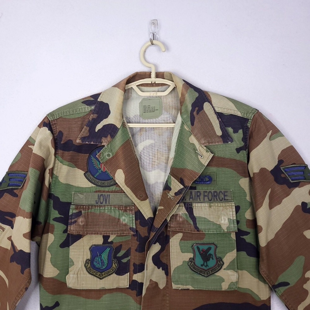 Air Force Military Button Up Jacket Wing Combat Coat Sz Small Long Camo Pockets - Picture 5 of 11